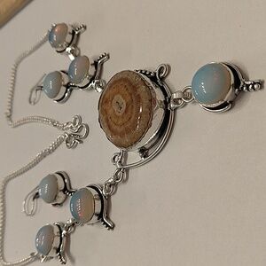 Solar quartz and opal lite set 925 stamped